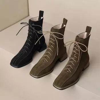 2024 Новые квадратные носки на толстом каблуке Doc Martens Everything Temperament Модные ботинки Ботильоны Маленькие ароматные эластичные тонкие ботинки 35