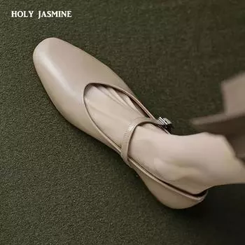 2024 Новые лаконичные удобные повседневные женские туфли на плоской подошве весна-лето офисные женские туфли Мэри Джейн из натуральной кожи женские туфли в стиле ретро 34 чёрный