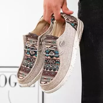 2024 Новые легкие дышащие модные трендовые мужские парусиновые дышащие повседневные туфли для вождения 36 бежевый