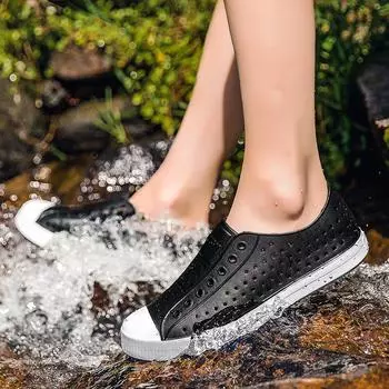 2024 новые летние модные дышащие сандалии, пляжная обувь, обувь для плавания, дышащая обувь без шнуровки 36 чёрный