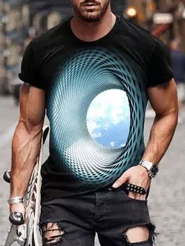 2024 Новые летние модные уличные мужские футболки Повседневные повседневные футболки с короткими рукавами Спортивные мужские футболки Футболки с 3D-принтом S белый