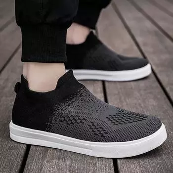 2024 Новые летние мужские летающие тканые туфли Модная обувь для активного отдыха Дышащая универсальная мужская обувь 39 чёрный