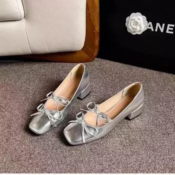 2024 Новые летние однотонные универсальные роскошные туфли на высоком каблуке, женские босоножки на толстом каблуке с квадратным носком, женская повседневная обувь 35 чёрный