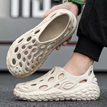 2024 Новые летние персонализированные туфли с отверстием для рта, повседневные универсальные шины, тапочки Baotou на толстой подошве EVA черного и коричневого цвета 40-45 40 коричневый