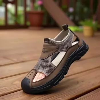 2024 новые летние полые сандалии дышащая сетка удобная повседневная обувь мягкая подошва износостойкая пляжная обувь для отдыха на природе 39
