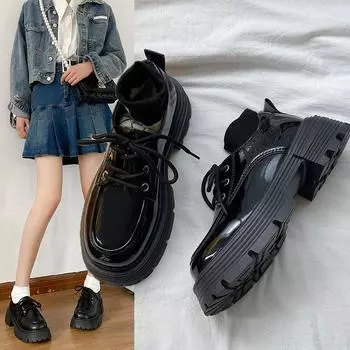 2024 Новые летние повседневные женские туфли на платформе, черные кожаные туфли на плоской подошве, туфли-лодочки для мам, женские туфли Zapatos Chaussure Femme 35