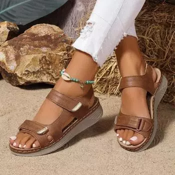 2024 Новые летние сандалии для путешествий, женская обувь, новые подошвы для сандалий, прочные женские пляжные тапочки для улицы, сандалии на толстой подошве 36 бежевый