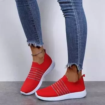 2024 новые летние сетчатые дышащие импортные тканевые туфли большого размера для спорта и отдыха с одной педалью ленивые одинарные туфли для женщин 35 красный