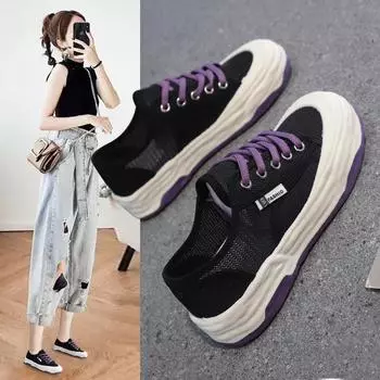 2024 новые летние тонкие дышащие парусиновые туфли женская обувь универсальная обувь для серфинга летние повседневные сетчатые кроссовки для девочек 35 фиолетовый