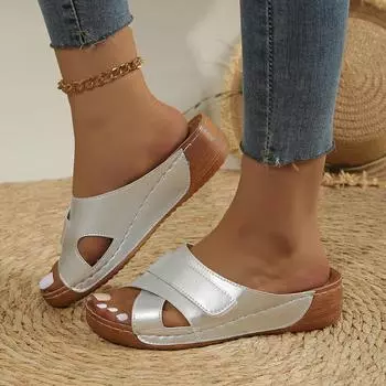 2024 новые летние туфли на танкетке и платформе, женские туфли большого размера, повседневная мода, туфли на высокой танкетке 36 чёрный