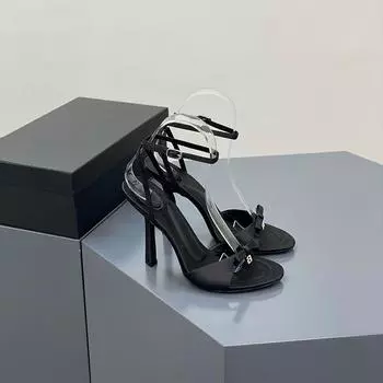 2024 новые летние туфли на высоком каблуке с бантом из атласа, женские сексуальные туфли со стразами и буквами, с открытым носком, на тонком каблуке, классные розовые тапочки 34