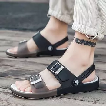 2024 Новые летние туфли с отверстиями, мужские туфли на платформе, с сумкой на голову, полутапочки, мужские пляжные сандалии для отдыха на открытом воздухе 2035 40