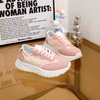 2024 Новые летние женские новые модные дышащие спортивные туфли на шнуровке с толстой подошвой Zapatillas De Mujer 35 серебряный