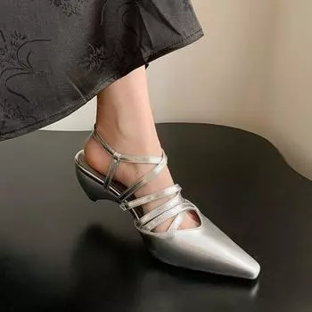 2024 Новые летние женские сандалии из натуральной кожи, овчина + свиная кожа, полностью кожаные, с перекрестными ремешками и пряжкой на щиколотке, женские туфли 35 золотой