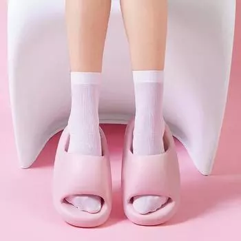 2024 Новые летние женские тапочки с толстой мягкой подошвой, стильные нескользящие сандалии для пар 36 светло-желтого