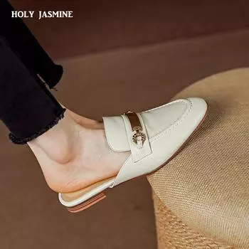 2024 Новые летние женские туфли Мюли Обувь для женщин уличные тапочки женские толстые каблуки закрытые носки тапочки обувь Zapatos De Mujer 34 шоколадный