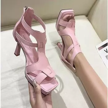 2024 новые летние женские туфли на толстой подошве FemaleLeisure, сексуальные босоножки на высоком каблуке, модные туфли-лодочки в романском стиле 35 белый