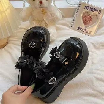 2024 Новые лоферы с круглым носком на толстой подошве JK Lolita Mary Jane Милые женские туфли с бантом Милые Простые Удобные Универсальные Повседневные 35 бежевый