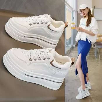 2024 новые маленькие повседневные женские туфли на толстой подошве высотой 8 см с завышенной талией Xiaobai с низким верхом из дышащей сетки 32