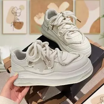 2024 Новые массивные кроссовки женские осенние кроссовки на толстой платформе для увеличения роста папы обувь для женщин повседневная обувь 36 бежевый