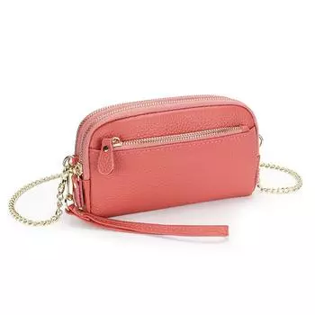 2024 Новые мини-сумки через плечо с цепочками для женщин из натуральной кожи Вечерние сумки-клатчи Длинный кошелек из коровьей кожи Двухслойные клатчи чёрный