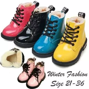 2024 новые модные ботинки, зимняя детская обувь, непромокаемые ботинки martin из искусственной кожи, детские зимние сапоги 25 розовый