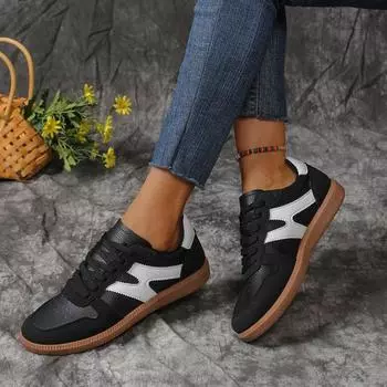 2024 Новые модные цветные кроссовки с круглым носком, женские вулканизированные туфли, удобные женские туфли со шнуровкой и неглубоким носком 36