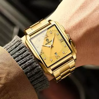 2024 Новые модные дизайнерские кварцевые часы с прямоугольным циферблатом и бриллиантами для мужчин, повседневные наручные часы из нержавеющей стали класса люкс для бизнеса