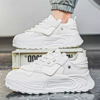 2024 Новые модные и трендовые низкие белые туфли для мужчин, повседневные, универсальные, спортивные, нескользящие и прочные туфли для папы 39 чёрный