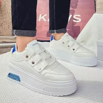 2024 Новые модные и универсальные белые туфли на толстой подошве, увеличивающие рост, для мужчин, повседневные туфли для доски 39