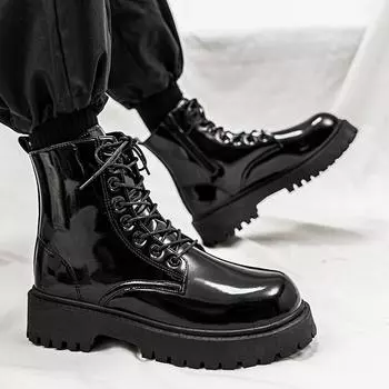 2024 Новые модные классические мужские ботинки большого размера, мужские кожаные повседневные короткие ботинки, высококачественные удобные ботинки 37 чёрный