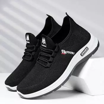 2024 Новые модные легкие кроссовки на плоской подошве для мужчин, сетчатые, дышащие, удобные, с мягкой подошвой, повседневная обувь для мужчин, Zapatillas Hombre 39 чёрный