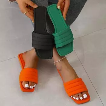 2024 Новые модные летние тапочки женские плоские повседневные зеленые сандалии с открытым носком женские удобные уличные пляжные шлепанцы шлепанцы 36 зелёный