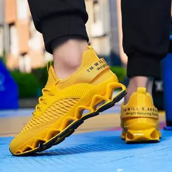 2024 Новые модные мужские кроссовки для активного отдыха на открытом воздухе, универсальные кроссовки для тренировок, легкие кроссовки для бега 46 жёлтый