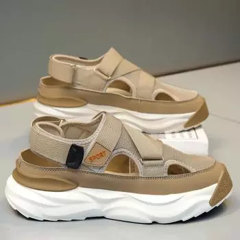 2024 Новые модные мужские летние удобные нескользящие износостойкие повседневные сандалии для отдыха на открытом воздухе дышащие спортивные пляжные тапочки EU 43 бежевый