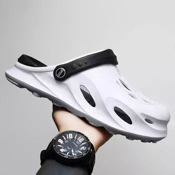 2024 Новые модные мужские пляжные сандалии на толстой подошве, водонепроницаемые нескользящие сандалии, шлепанцы, нескользящие носки из ЭВА с отверстиями 39 серый