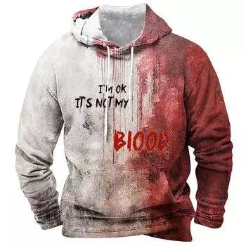 2024 Новые модные мужские/женские толстовки с принтом на Хэллоуин, повседневные толстовки с капюшоном, ужасные кровавые топы, крутая толстовка с капюшоном с кровавым пятном S