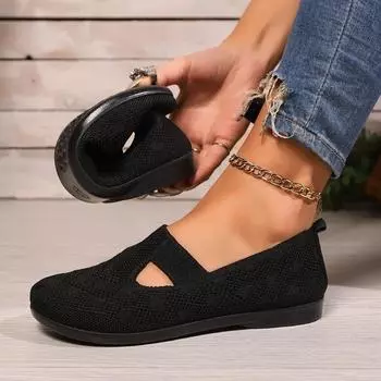 2024 Новые модные нескользящие легкие одинарные туфли для женщин, повседневные дышащие туфли на плоской подошве для работы и мам 36 чёрный