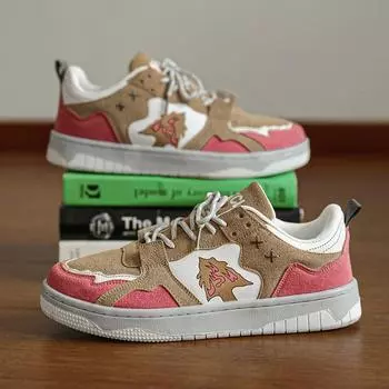 2024 Новые модные низкие спортивные туфли, мужские туфли на шнуровке, женские повседневные сезонные персонализированные розовые туфли для пар, размер 35-44 35 розовый