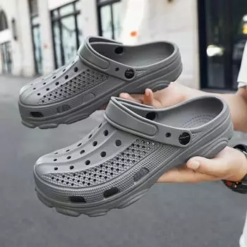 2024 новые модные пляжные тапочки нескользящие тапочки из ЭВА Bebealy мужские тапочки-сабо с отверстиями мужские тапочки для сада мужские слайдеры с поддержкой свода стопы 40 чёрный