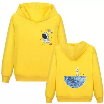 2024 Новые модные толстовки с капюшоном с 3D-принтом «Астронавт», повседневные крутые свитшоты, детские модные пуловеры для мальчиков и девочек, детское пальто 100