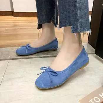 2024 новые модные туфли Doudou с круглым носком, женские туфли с плоской подошвой для беременных женщин, универсальные ленивые туфли с бантом и легким ртом 35 жёлтый