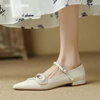 2024 Новые модные туфли-лодочки из натуральной кожи для женщин с острым носком, подкладкой и стелькой из свиной кожи, женские офисные туфли Мэри Джейн на каблуках для женщин 34 чёрный