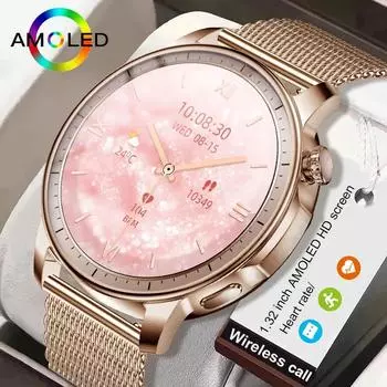 2024 Новые модные умные часы для женщин AMOLED HD экран спортивный трекер мониторинг здоровья IP67 водонепроницаемый Bluetooth вызов умные часы