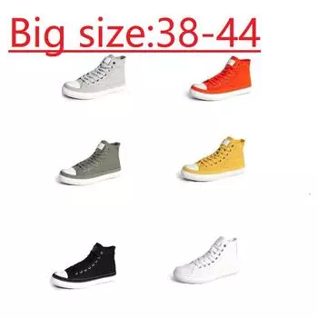 2024 Новые модные унисекс парусиновые сапоги мужские кроссовки большого размера женские вулканизированные парусиновые туфли высокие оранжевые повседневные туфли черные 38
