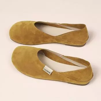 2024 Новые модные универсальные весенние и осенние женские туфли на плоской подошве с острым носком, однотонные туфли на плоской подошве, женские удобные туфли Zapatos 225 жёлтый