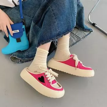 2024 Новые модные женские парусиновые тапочки на платформе, повседневная классическая однотонная женская повседневная обувь, низкие кроссовки на плоской подошве 35 бежевый