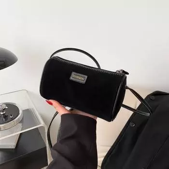 2024 новые модные женские сумки, простые и повседневные женские сумки через плечо, темперамент, европейские и американские ретро цилиндрические сумки-мессенджеры чёрный