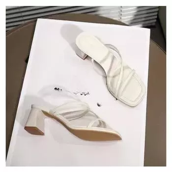 2024 Новые модные женские тапочки летние повседневные женские квадратные с женскими слипонами легкие и удобные 35 чёрный