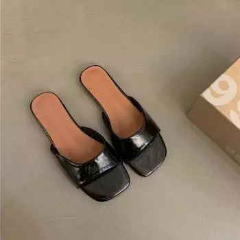 2024 новые модные женские тапочки с открытым носком, квадратным носком и квадратным каблуком, женские уличные универсальные однотонные тапочки, Zapatillas Mujer 40 серебряный